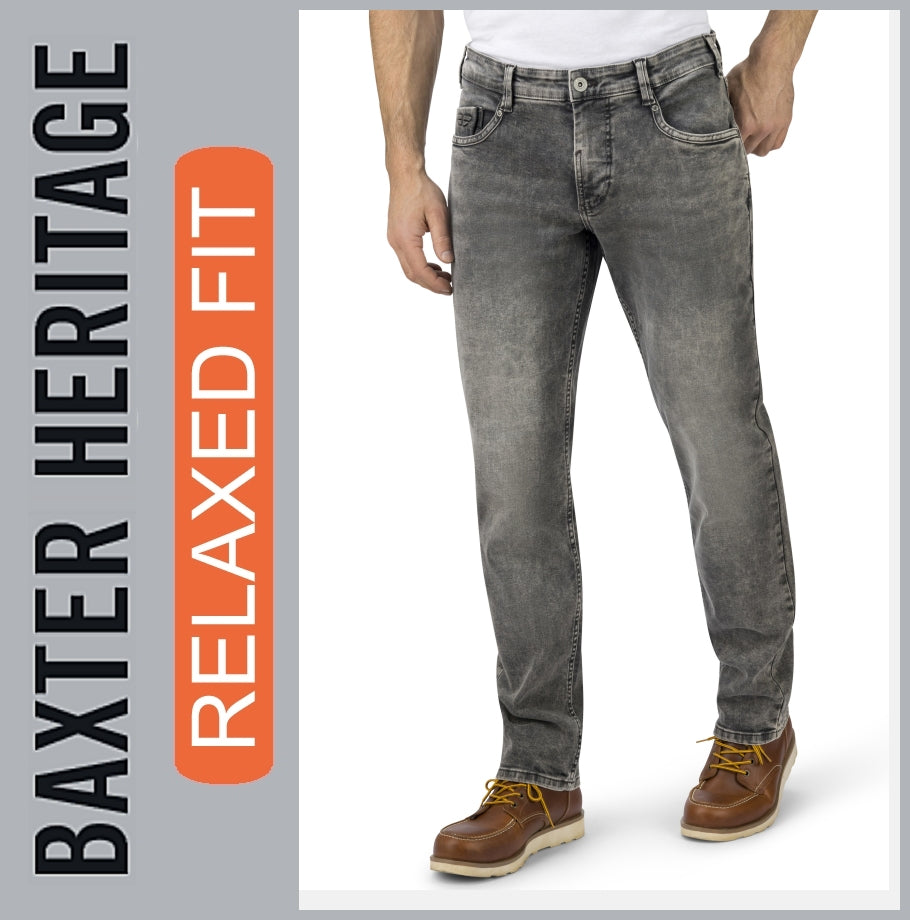 HERO BAXTER Heritag | grey wash | Stretch Denim | Relaxed Fit | HERREN | Jeans Hose