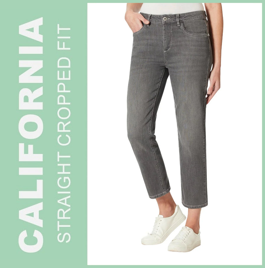 STOOKER CALIFORNIA | Grey Denim | Stretch Jeans | Straight Fit Cropped | DAMEN