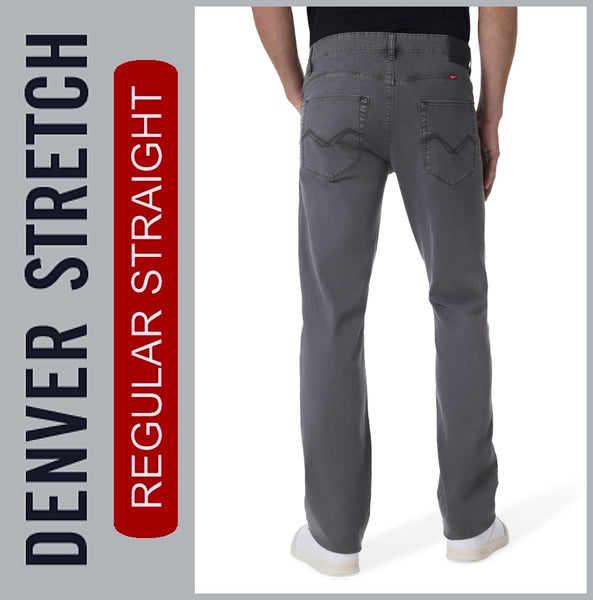 HERO DENVER | Grey Structure | Stretch Denim | Straight Fit | Jeans Hose | HERREN