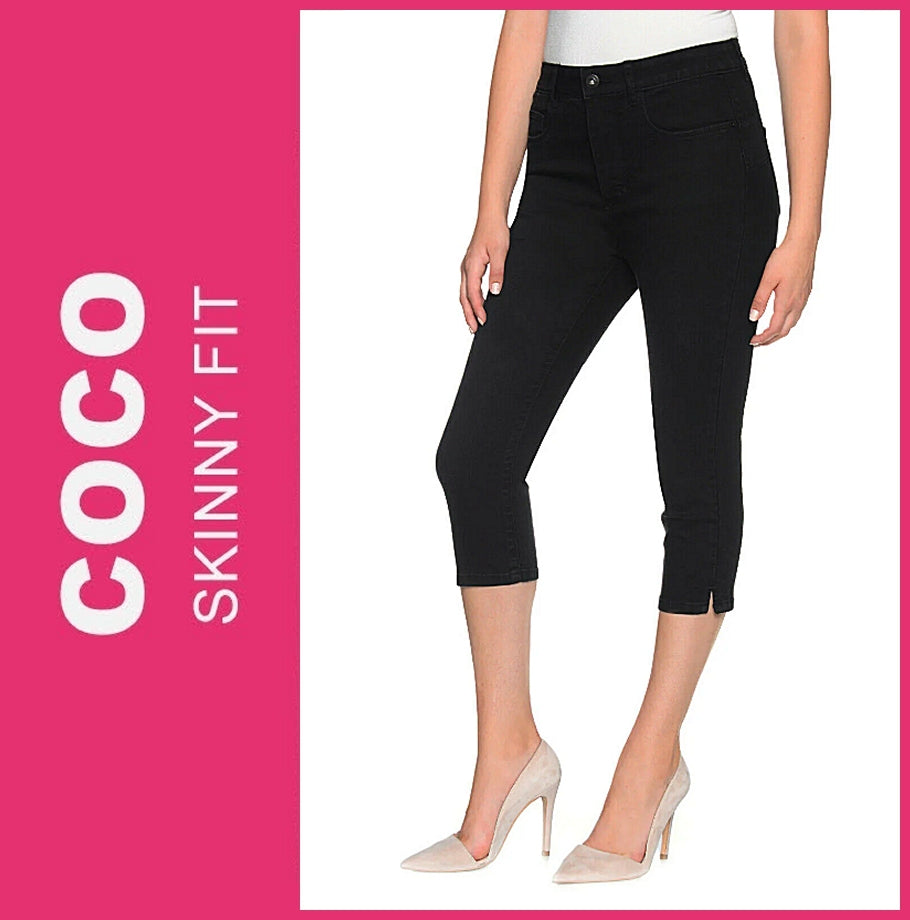 STOOKER COCO | Black Denim | 3/4 Capri Stretch Jeans | Skinny Fit | DAMEN