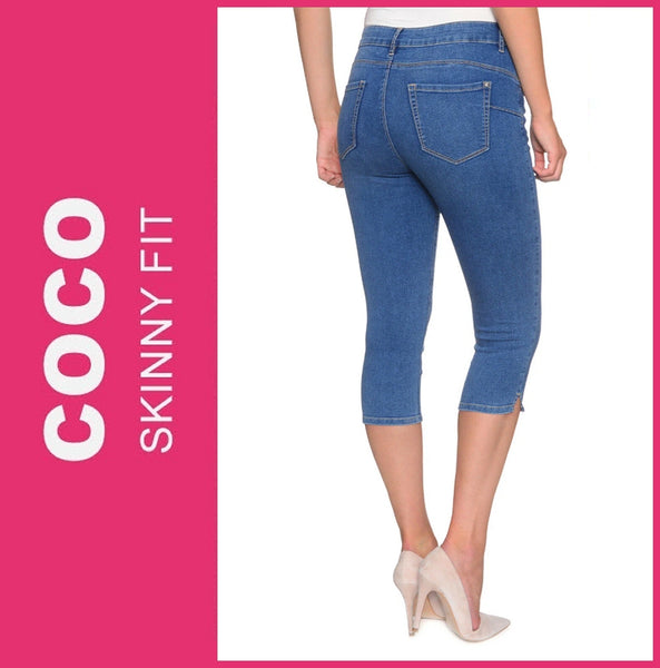 STOOKER COCO | Blue Denim | 3/4 Capri Stretch Jeans | Skinny Fit | DAMEN