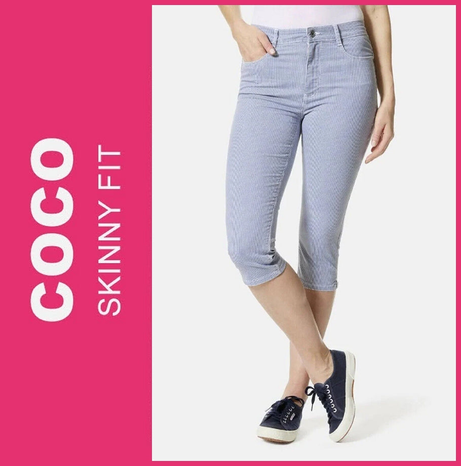 STOOKER COCO | Blue Stripe | 3/4 Capri Stretch Jeans | Skinny Fit | DAMEN