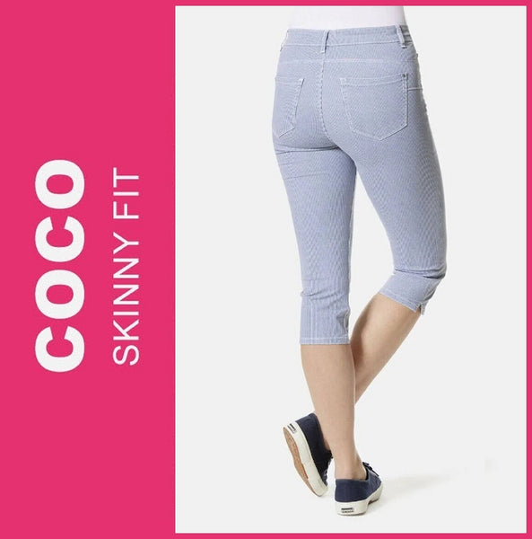 STOOKER COCO | Blue Stripe | 3/4 Capri Stretch Jeans | Skinny Fit | DAMEN