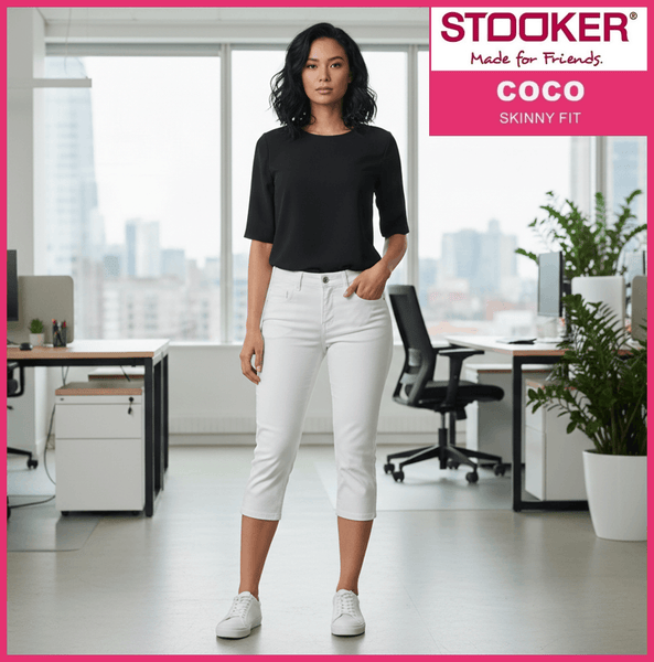 STOOKER COCO | White | 3/4 Capri Stretch Jeans | Skinny Fit | DAMEN