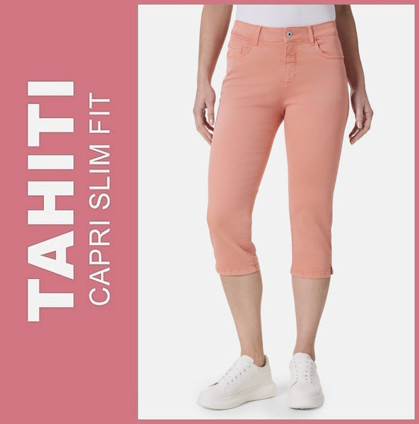 STOOKER TAHITI | Orange Peach | 7/8 Capri Stretch Jeans | Slim Fit | DAMEN | NEU!