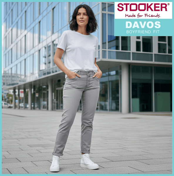 STOOKER DAVOS | Grey Minimal Aop | Stretch Jeans | Boyfriend Slim Fit | DAMEN