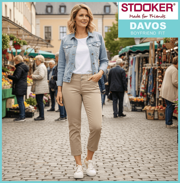 STOOKER DAVOS | Simply Taupe | Stretch Jeans | Boyfriend Slim Fit | DAMEN | vor Wochenmarkt