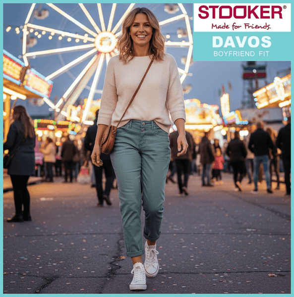 STOOKER DAVOS | Green Frost Wash | Stretch Jeans | Boyfriend Slim Fit | DAMEN