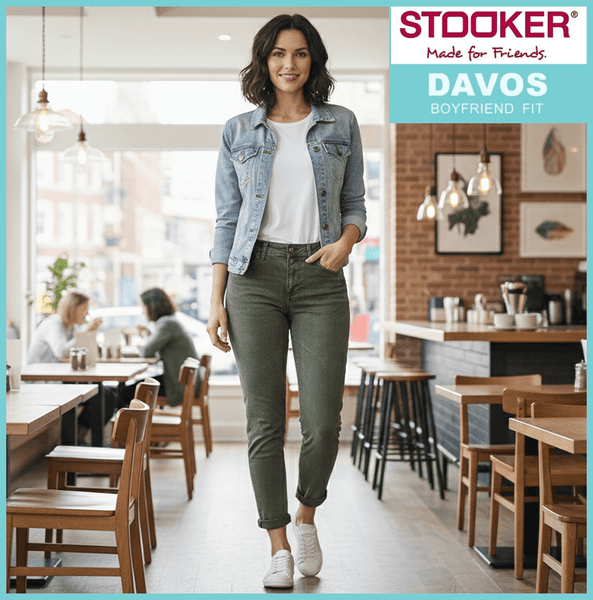 STOOKER DAVOS | Green Wash | Stretch Jeans | Boyfriend Slim Fit | DAMEN