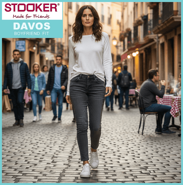 STOOKER DAVOS | Grey Denim Random | Stretch Jeans | Boyfriend Slim Fit | DAMEN