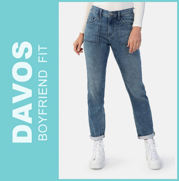 STOOKER DAVOS | Midblue Used | Stretch Jeans | Boyfriend Slim Fit | DAMEN