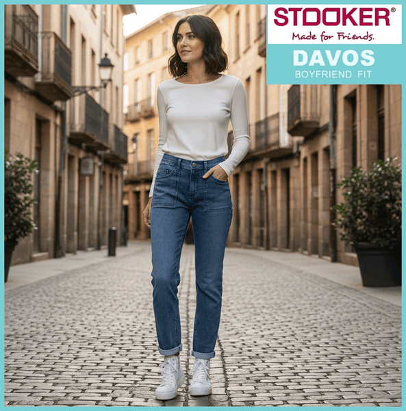 STOOKER DAVOS | Midblue Used | Stretch Jeans | Boyfriend Slim Fit | DAMEN
