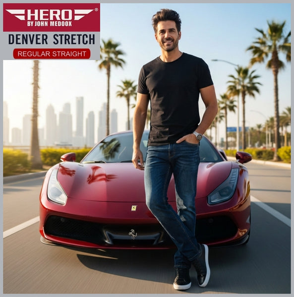 HERO DENVER | Antic Blue | Stretch Denim | Straight Fit | Jeans Hose | HERREN
