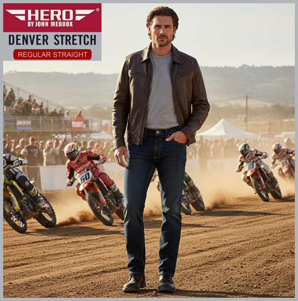 HERO DENVER | Antic Blue | Stretch Denim | Straight Fit | Jeans Hose | HERREN