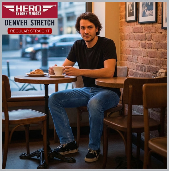 HERO DENVER | Blue Stone | Stretch Denim | Straight Fit | Jeans Hose | HERREN