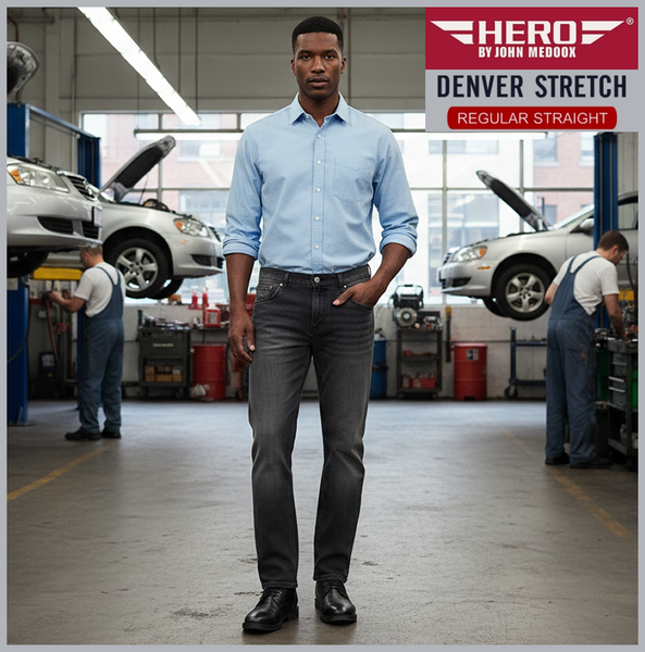 HERO DENVER | Darkgrey Wash | Stretch Denim | Straight Fit | Jeans Hose | HERREN