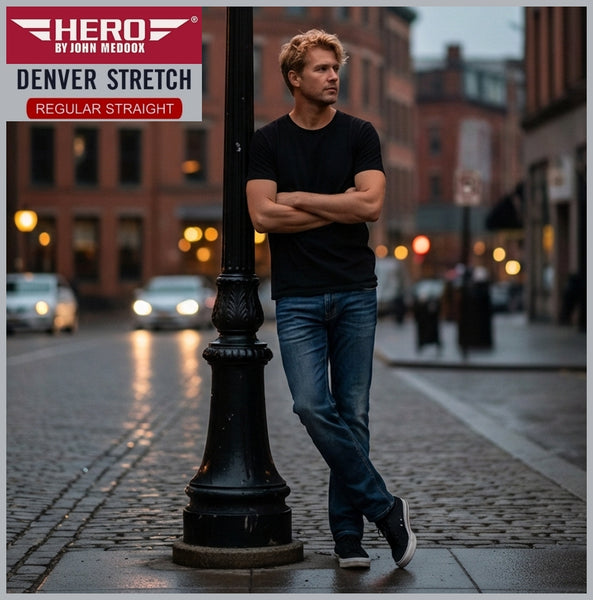 HERO DENVER | Indigo Wash | Stretch Denim | Straight Fit | Jeans Hose | HERREN