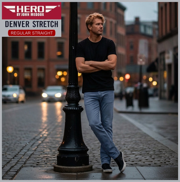 HERO DENVER | Lightblue Denim | High Flex | Stretch Denim | Straight Fit | Jeans Hose | HERREN