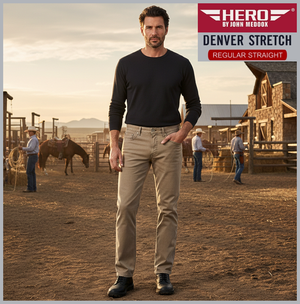 HERO DENVER | Tabac Structure | Stretch Denim | Straight Fit | Jeans Hose | HERREN