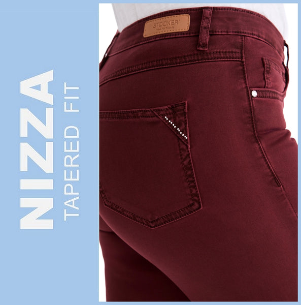 STOOKER NIZZA | Dark Bordeaux | Stretch Jeans | Tapered Fit | DAMEN | NEU!Dark Bordeaux