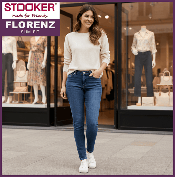 STOOKER FLORENZ | Medium Blue | Stretch Jeans | Slim Fit | DAMEN | vor Boutique
