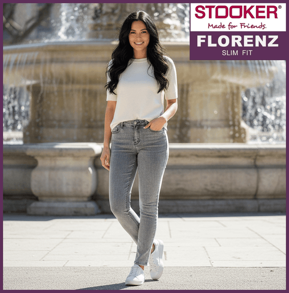 STOOKER FLORENZ | Grey Denim Acid | Stretch Jeans | Slim Fit | DAMEN | vor Brunnen