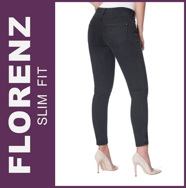 STOOKER FLORENZ / STRETCH / black denim stripe / SLIM FIT / DAMEN JEANS HOSE