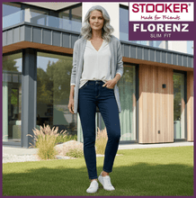 Lade das Bild in den Galerie-Viewer, STOOKER FLORENZ | Dark Blue Used | Stretch Jeans | Slim Fit | DAMEN | vor Luxushaus
