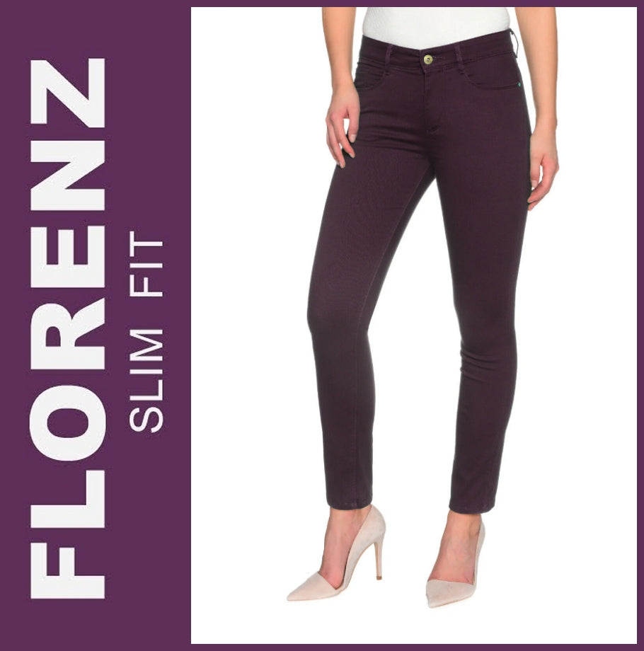 STOOKER FLORENZ DAMEN STRETCH WARME JEANS HOSE SLIM FIT - Lilac