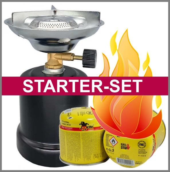 MICHELINO | CAMPING | Gaskocher aus Metall | mit 8 Gaskartuschen 190 Gramm