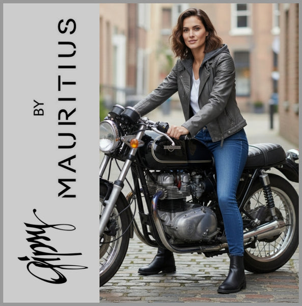 GIPSY by MAURITIUS | Anthracite | Lederjacke | Bikerjacke | Kapuze | CACEY LEGV | Damen