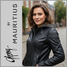 Lade das Bild in den Galerie-Viewer, GIPSY by MAURITIUS | Black | Lederjacke | Bikerjacke | Kapuze | CACEY LEGV | Damen
