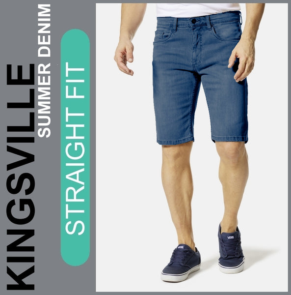 Hero KINGSVILLE | Blue Used Wash | STRAIGHT FIT | Bermuda | Summer Denim | Herren | Frontansicht