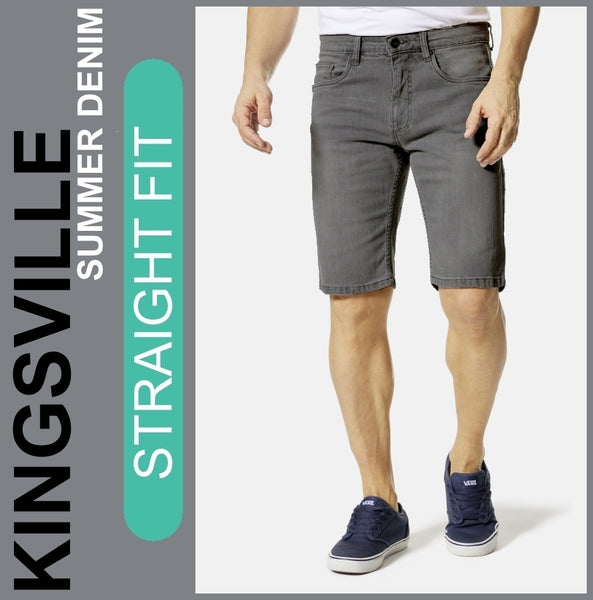 Hero KINGSVILLE | Graphite Grey | STRAIGHT FIT | Bermuda | Summer Denim | Herren | Frontansicht