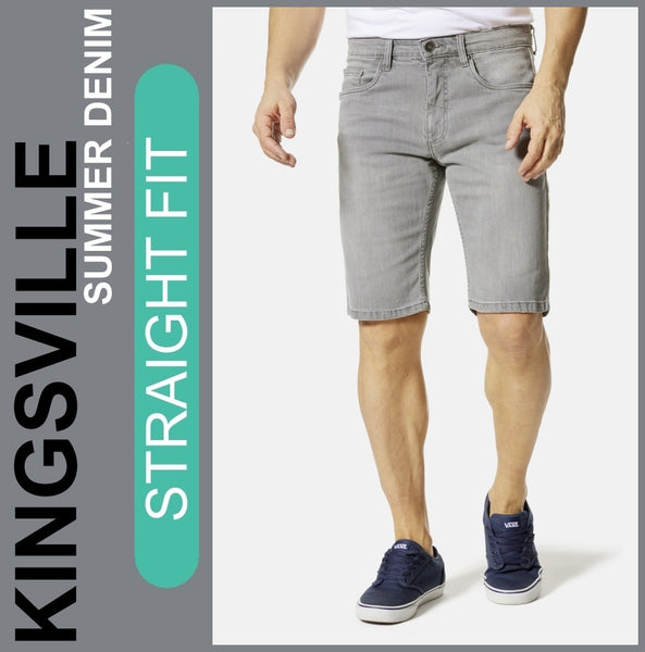 Stooker KINGSVILLE | Silvergrey Denim | STRAIGHT FIT | Bermuda | Summer Denim | Herren | Frontansicht