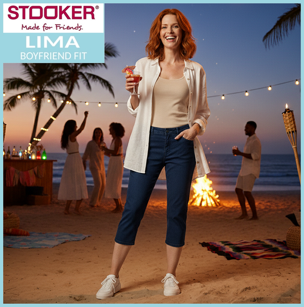 STOOKER LIMA | Navy Blazer | Stretch Denim Jeans | Capri Boyfriend Fit 7/8 | Damen