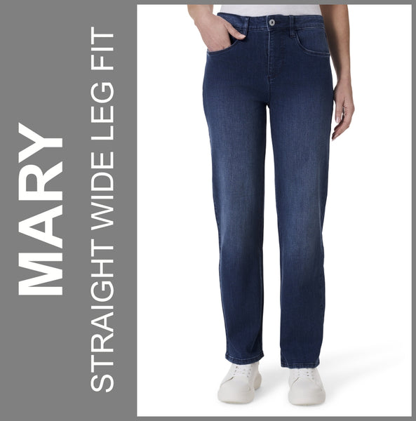 STOOKER MARY | Stretch Jeans | DarkBlue | Straight Wide Leg Fit | DAMEN | Frontansicht