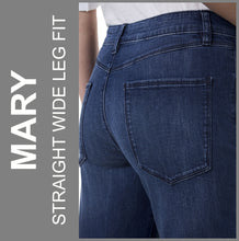 Lade das Bild in den Galerie-Viewer, STOOKER MARY | Stretch Jeans | DarkBlue | Straight Wide Leg Fit | DAMEN | Rückansicht Gesäß
