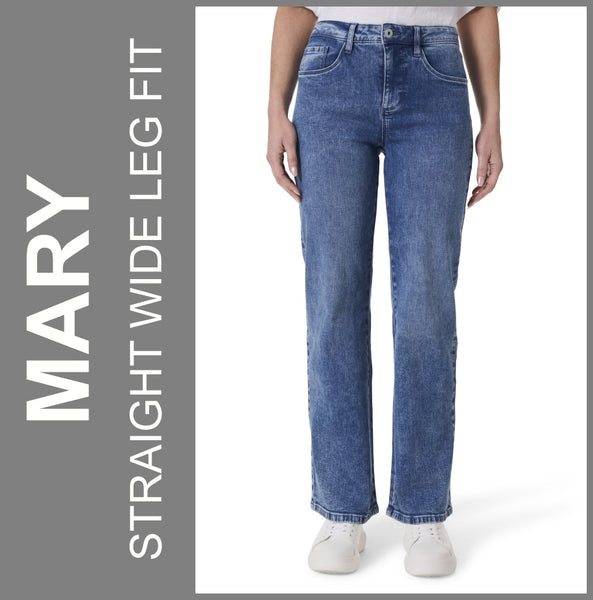 STOOKER MARY | Stretch Jeans | LightBlueRandom | Straight Wide Leg Fit | DAMEN | Frontansicht