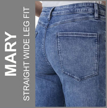 Lade das Bild in den Galerie-Viewer, STOOKER MARY | Stretch Jeans | LightBlueRandom | Straight Wide Leg Fit | DAMEN | Rückansicht Gesäß
