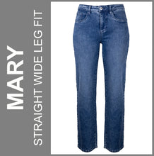 Lade das Bild in den Galerie-Viewer, STOOKER MARY | Stretch Jeans | LightBlueRandom | Straight Wide Leg Fit | DAMEN | Frontansicht Lager
