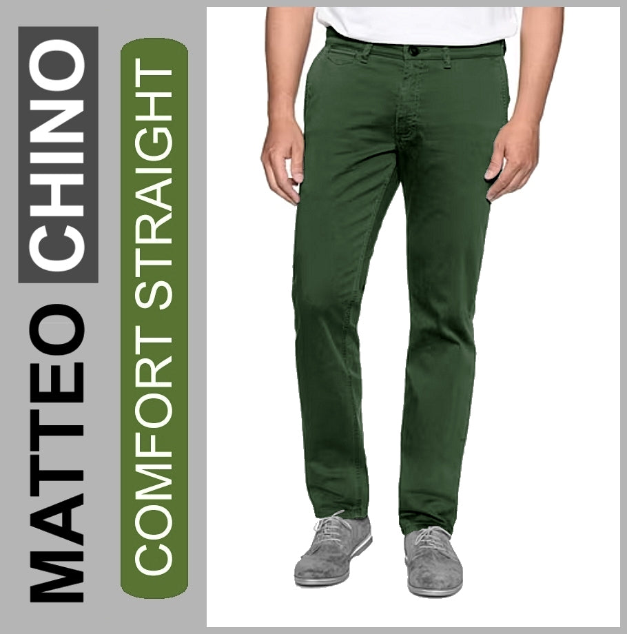 Stooker Matteo CHINO | olive minimal | COMFORT STRAIGHT | Twill-Chin-Hose | HERREN