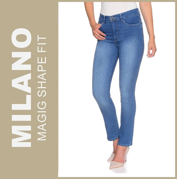 Stooker Milano Damen Stretch Jeans Hose - Light Blue Used- Magic Shape Effekt