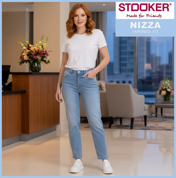 STOOKER NIZZA | Light Blue Wash | Stretch Jeans | Tapered Fit | DAMEN