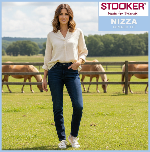 STOOKER NIZZA | Dark Blue Denim | Stretch Jeans | Tapered Fit | DAMEN