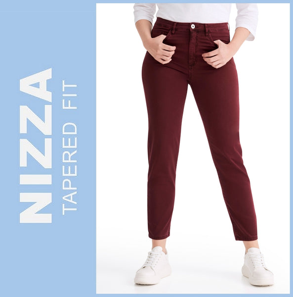 STOOKER NIZZA | Dark Bordeaux | Stretch Jeans | Tapered Fit | DAMEN | Frontansicht