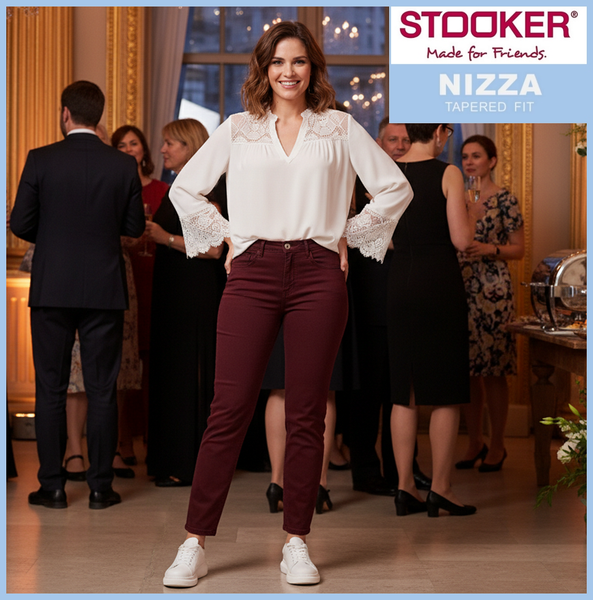 STOOKER NIZZA | Dark Bordeaux | Stretch Jeans | Tapered Fit | DAMEN