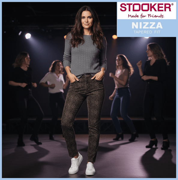STOOKER NIZZA | Snake Aop | Stretch Jeans | Tapered Fit | DAMEN | vor Party