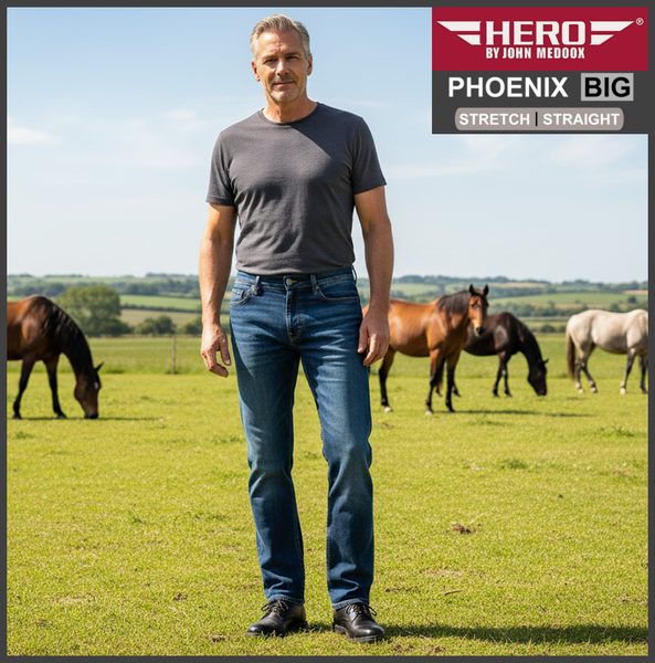 HERO PHOENIX | Indigo Wash | Big Stretch | Jeans Hose | Straight Cut | HERREN