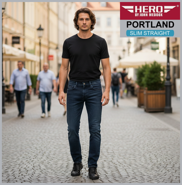 HERO PORTLAND | Darkblue Tint | Stretch Jeans Hose | Slim Straight Fit | HERREN